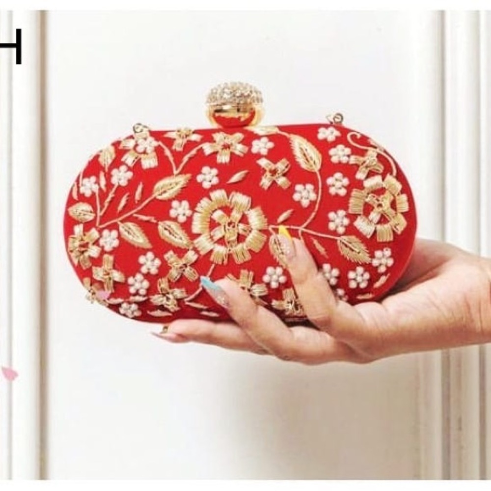 Red and golden clutch
